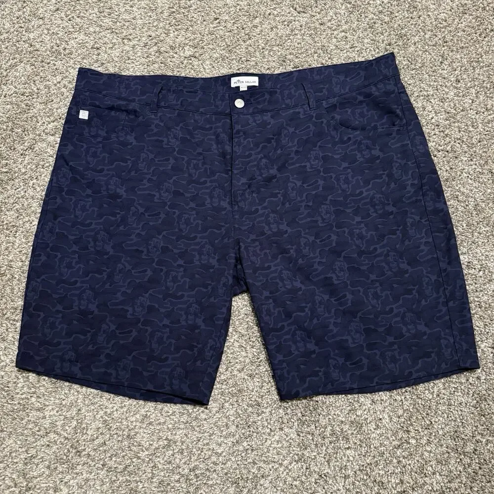 Peter Millar Golf Shorts Mens 44 Navy Skull Camo Performance Stretch 5 Pocket